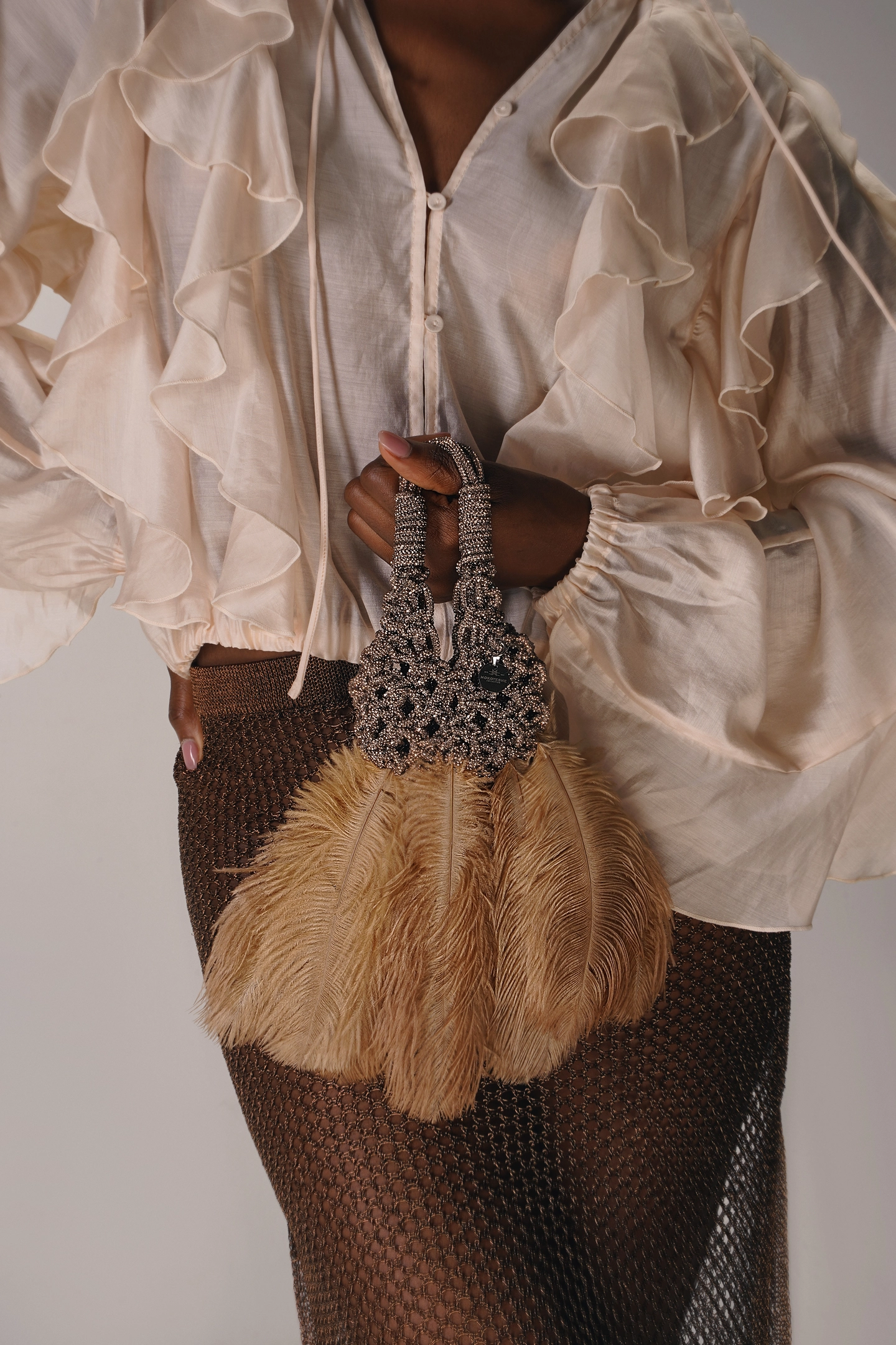 Сумка: Мини Перья (Золото/Коричневый)