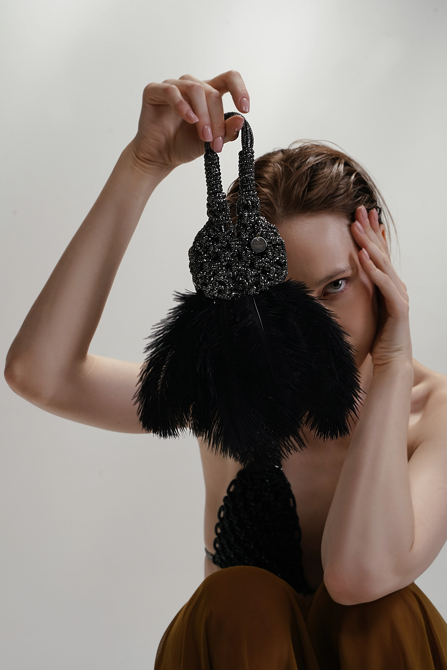 Сумка: Мини Перья (Графит/Черный)